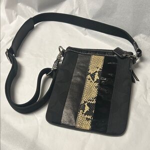 Coach Black and Tan Crossbody Bag with Python  Accent EUC